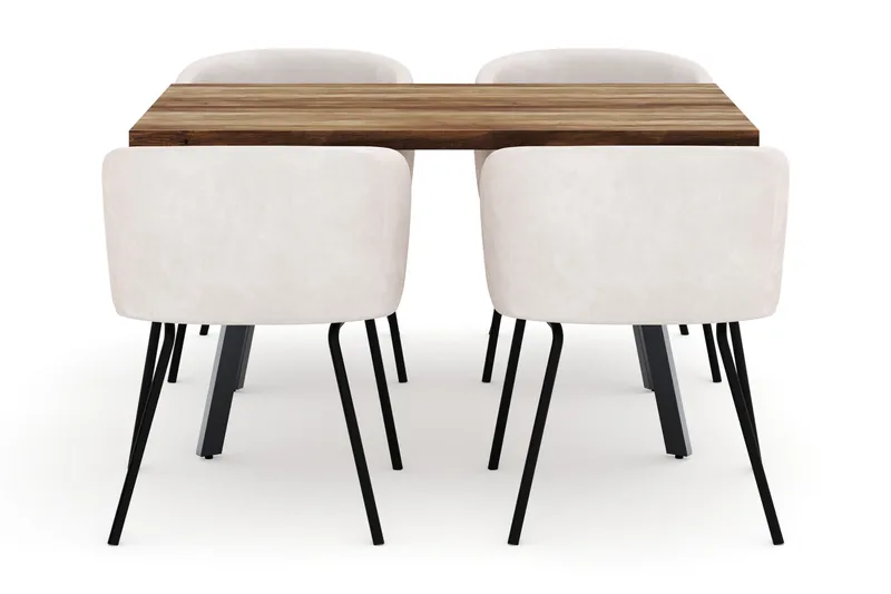 Marcelen Jatkettava Ruokapöytä ja 4 Berit Tuolia - Ruskea - Huonekalut - Pöytä & ruokailuryhmä - Ruokailuryhmä