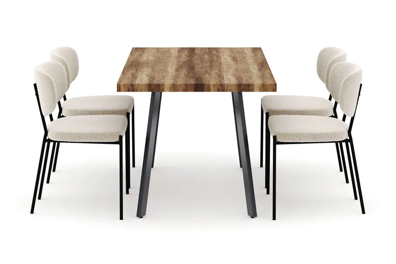 Marcelen Jatkettava Ruokapöytä ja 4 Gemmiano Tuolia - Ruskea - Huonekalut - Pöytä & ruokailuryhmä - Ruokailuryhmä