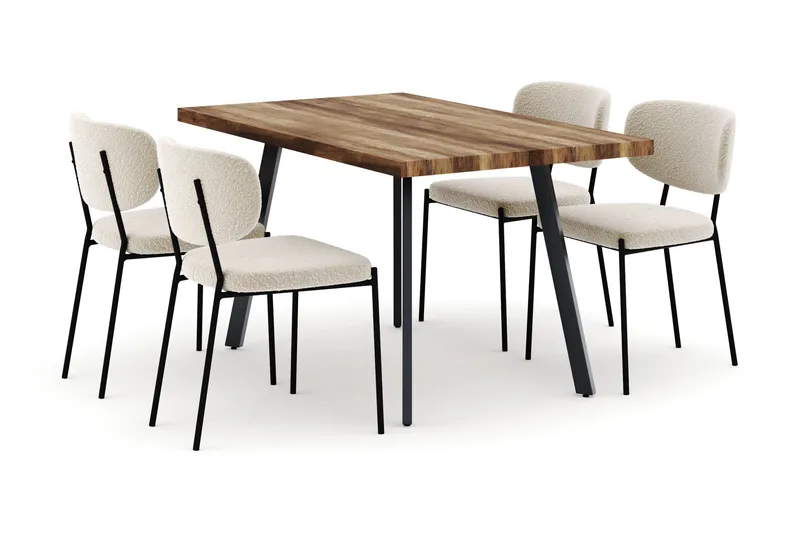 Marcelen Jatkettava Ruokapöytä ja 4 Gemmiano Tuolia, Ruskea