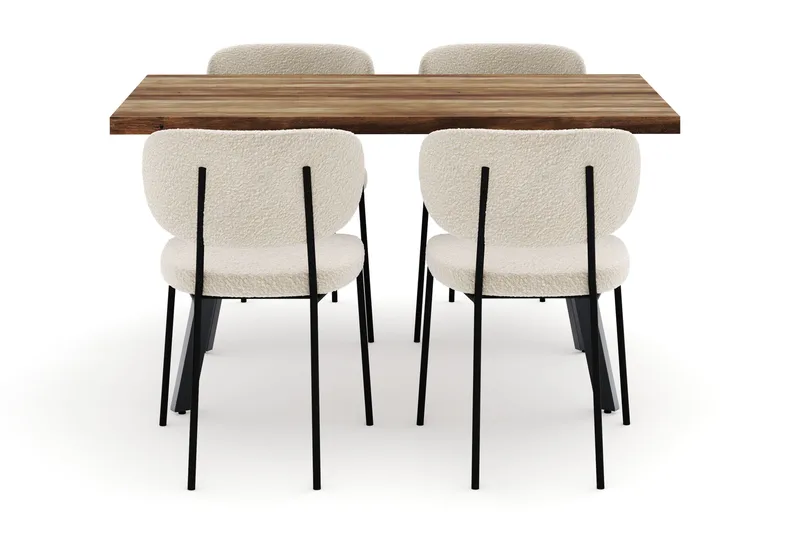 Marcelen Jatkettava Ruokapöytä ja 4 Gemmiano Tuolia - Ruskea - Huonekalut - Pöytä & ruokailuryhmä - Ruokailuryhmä