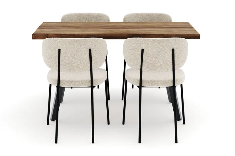 Marcelen Jatkettava Ruokapöytä ja 4 Gemmiano Tuolia - Ruskea - Huonekalut - Pöytä & ruokailuryhmä - Ruokailuryhmä