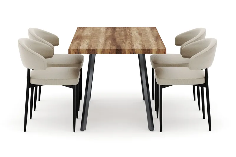 Marcelen Jatkettava Ruokapöytä ja 4 Sawako Tuolia - Ruskea - Huonekalut - Pöytä & ruokailuryhmä - Ruokailuryhmä