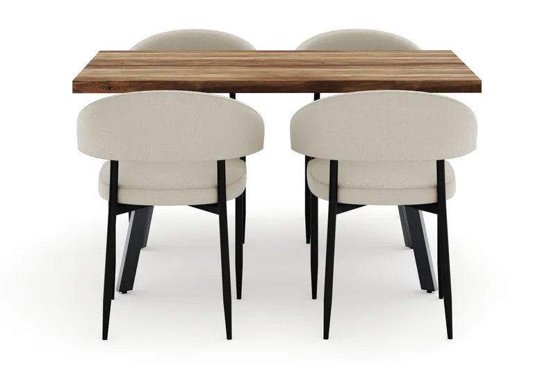 Marcelen Jatkettava Ruokapöytä ja 4 Sawako Tuolia - Ruskea - Huonekalut - Pöytä & ruokailuryhmä - Ruokailuryhmä