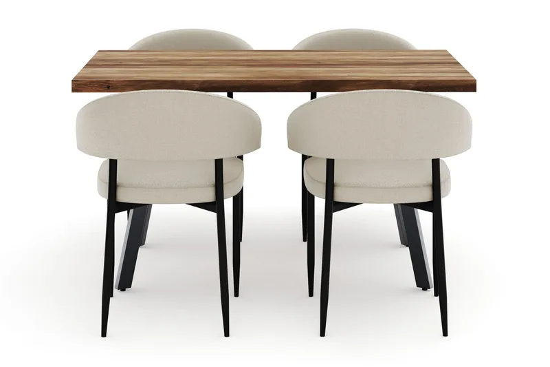 Marcelen Jatkettava Ruokapöytä ja 4 Sawako Tuolia - Ruskea - Huonekalut - Pöytä & ruokailuryhmä - Ruokailuryhmä