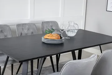 Marina-ruokapöytä 180 cm ja 6 Velvet Deluxe -samettituolia - Huonekalut - Pöytä & ruokailuryhmä - Ruokailuryhmä