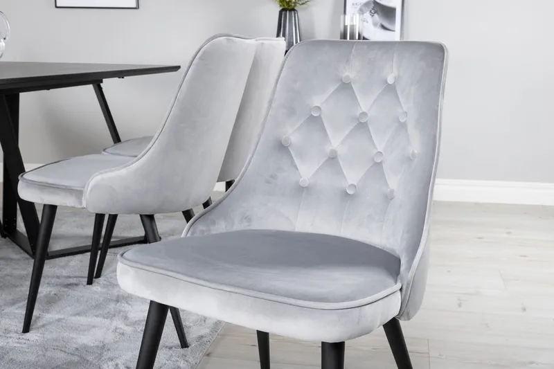Marina-ruokapöytä 180 cm ja 6 Velvet Deluxe -samettituolia - Huonekalut - Pöytä & ruokailuryhmä - Ruokailuryhmä