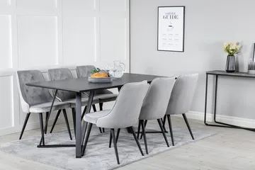 Marina-ruokapöytä 180 cm ja 6 Velvet Deluxe -samettituolia - Huonekalut - Pöytä & ruokailuryhmä - Ruokailuryhmä