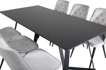 Marina-ruokapöytä 180 cm ja 6 Velvet Deluxe -samettituolia - Huonekalut - Pöytä & ruokailuryhmä - Ruokailuryhmä