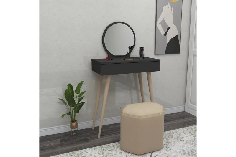 Markas Kampauspöytä 72 cm - Antrasiitti - Huonekalut - Pöytä & ruokailuryhmä - Meikki- & kampauspöydät - Meikkipöytä peilillä