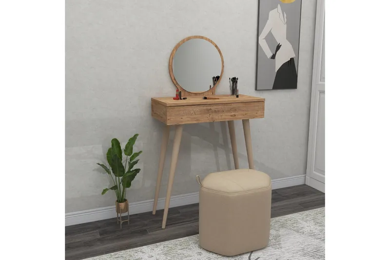 Markas Kampauspöytä 72 cm - Ruskea - Huonekalut - Pöytä & ruokailuryhmä - Meikki- & kampauspöydät - Meikkipöytä peilillä