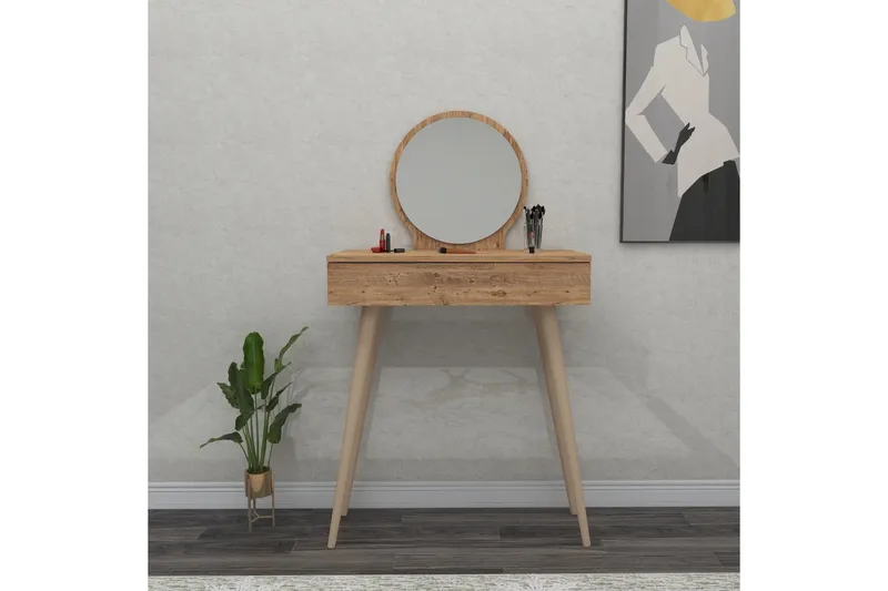 Markas Kampauspöytä 72 cm - Ruskea - Huonekalut - Pöytä & ruokailuryhmä - Meikki- & kampauspöydät - Meikkipöytä peilillä