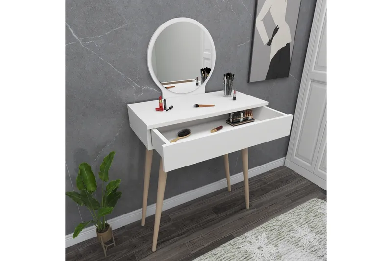 Markas Kampauspöytä 72 cm - Valkoinen - Huonekalut - Pöytä & ruokailuryhmä - Meikki- & kampauspöydät - Meikkipöytä peilillä