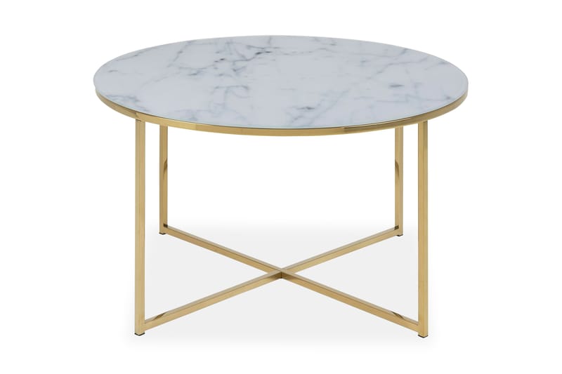 Sohvapöytä Alisma 80 cm, Valkoinen Marmori