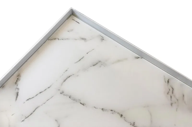 Sohvapöytä Lyness 80 cm Marmorikuvio Suorakaide - Valkoinen/Ruskea - Huonekalut - Pöytä & ruokailuryhmä - Sohvapöytä