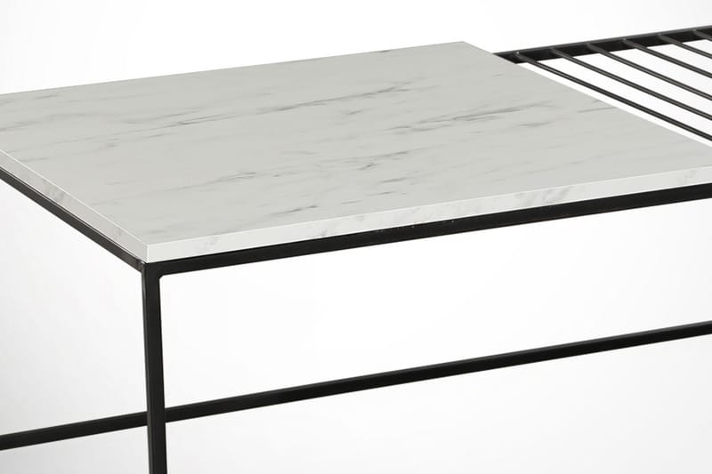 Sohvapöytä Ubbeboda 95 cm Ritilällä - Valkoinen/Musta Marmorikuvio - Huonekalut - Pöytä & ruokailuryhmä - Marmoripöydät