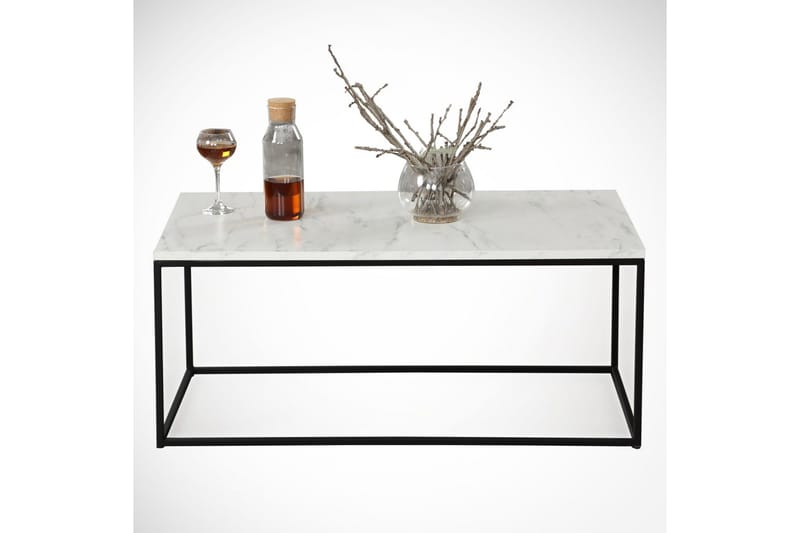 Sohvapöytä Ubbeboda 95 cm - Valk/Musta/Harmaa Marmorikuvio - Huonekalut - Pöytä & ruokailuryhmä - Sohvapöytä