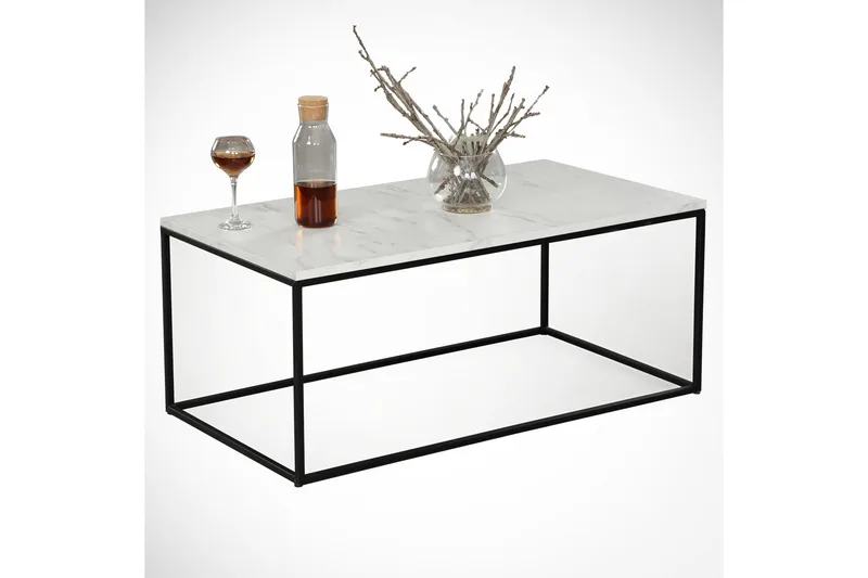 Sohvapöytä Ubbeboda 95 cm - Valk/Musta/Harmaa Marmorikuvio - Huonekalut - Pöytä & ruokailuryhmä - Sohvapöytä