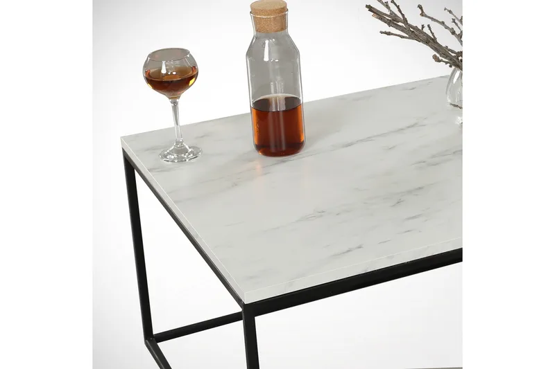 Sohvapöytä Ubbeboda 95 cm - Valk/Musta/Harmaa Marmorikuvio - Huonekalut - Pöytä & ruokailuryhmä - Sohvapöytä