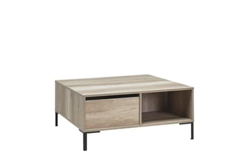 Masao 90 cm neliönmuotoinen sohvapöytä laatikoilla vaaleaa puuta - Beige - Huonekalut - Pöytä & ruokailuryhmä - Sohvapöytä
