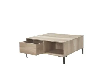 Masao 90 cm neliönmuotoinen sohvapöytä laatikoilla vaaleaa puuta - Beige - Huonekalut - Pöytä & ruokailuryhmä - Sohvapöytä