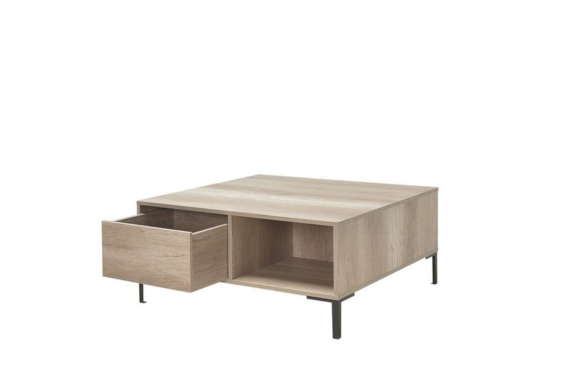 Masao 90 cm neliönmuotoinen sohvapöytä laatikoilla vaaleaa puuta - Beige - Huonekalut - Pöytä & ruokailuryhmä - Sohvapöytä