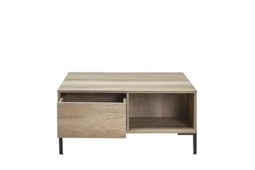Masao 90 cm neliönmuotoinen sohvapöytä laatikoilla vaaleaa puuta - Beige - Huonekalut - Pöytä & ruokailuryhmä - Sohvapöytä