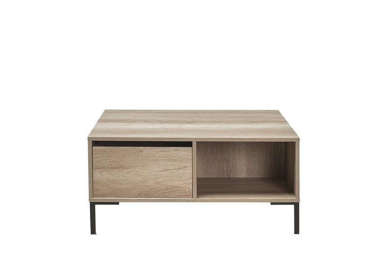 Masao 90 cm neliönmuotoinen sohvapöytä laatikoilla vaaleaa puuta - Beige - Huonekalut - Pöytä & ruokailuryhmä - Sohvapöytä