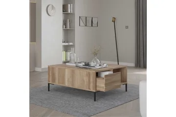 Masao 90 cm neliönmuotoinen sohvapöytä laatikoilla vaaleaa puuta - Beige - Huonekalut - Pöytä & ruokailuryhmä - Sohvapöytä