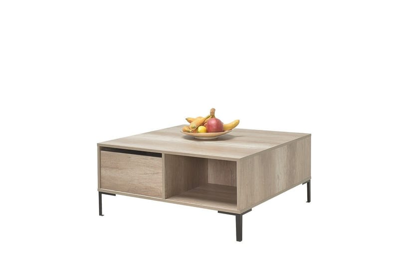 Masao 90 cm neliönmuotoinen sohvapöytä laatikoilla vaaleaa puuta - Beige - Huonekalut - Pöytä & ruokailuryhmä - Sohvapöytä