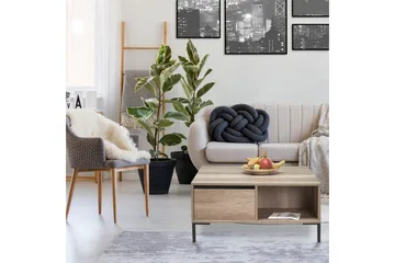 Masao 90 cm neliönmuotoinen sohvapöytä laatikoilla vaaleaa puuta - Beige - Huonekalut - P öytä & ruokailuryhmä - Sohvapöytä