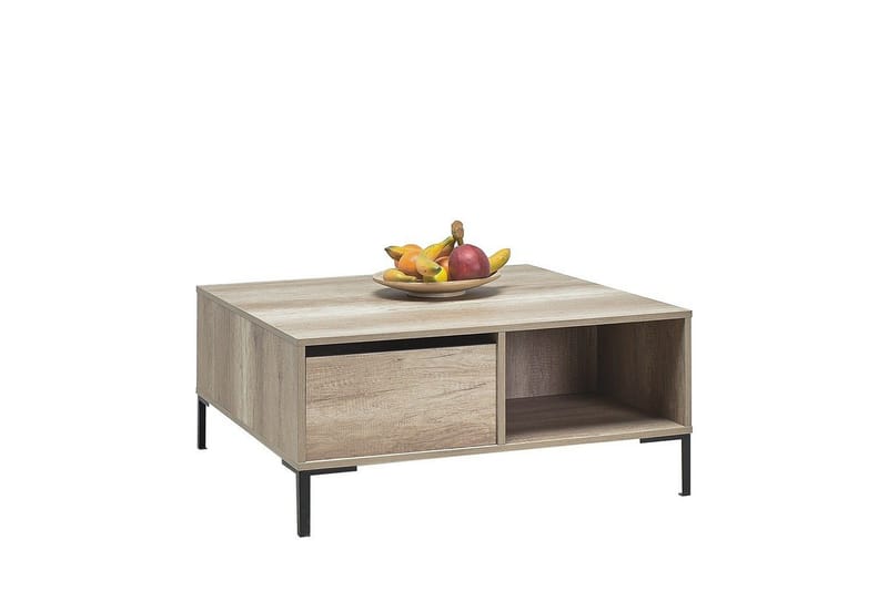 Masao 90 cm neliönmuotoinen sohvapöytä laatikoilla vaaleaa puuta - Beige - Huonekalut - Pöytä & ruokailuryhmä - Sohvapöytä
