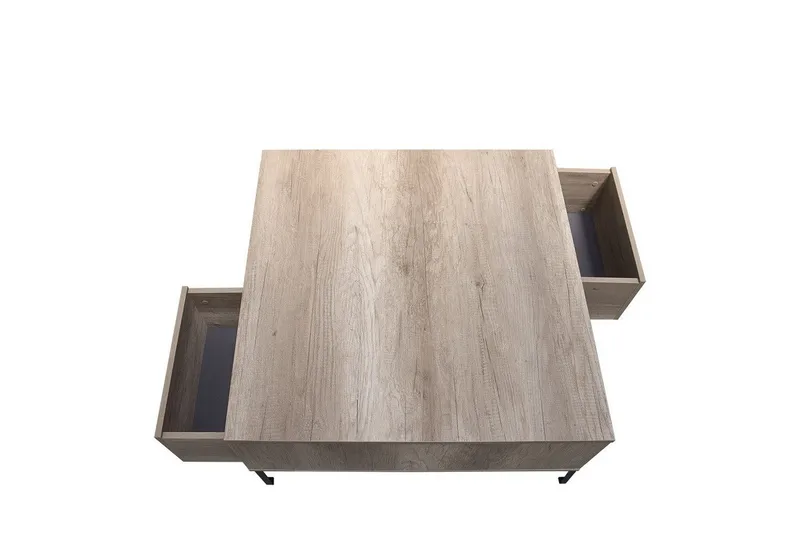 Masao 90 cm neliönmuotoinen sohvapöytä laatikoilla vaaleaa puuta - Beige - Huonekalut - Pöytä & ruokailuryhmä - Sohvapöytä