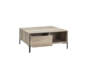 Masao 90 cm neliönmuotoinen sohvapöytä laatikoilla vaaleaa puuta - Beige - Huonekalut - Pöytä & ruokailuryhmä - Sohvapöytä