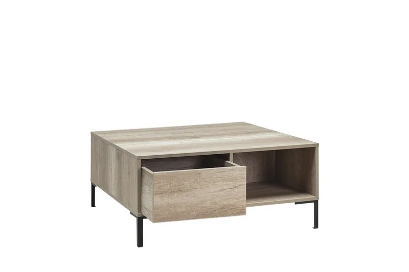 Masao 90 cm neliönmuotoinen sohvapöytä laatikoilla vaaleaa puuta - Beige - Huonekalut - Pöytä & ruokailuryhmä - Sohvapöytä