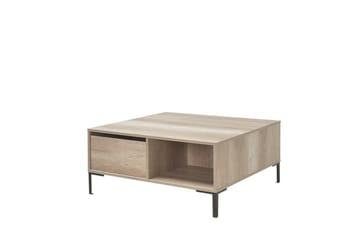 Masao 90 cm neliönmuotoinen sohvapöytä laatikoilla vaaleaa puuta - Beige - Huonekalut - Pöytä & ruokailuryhmä - Sohvapöytä