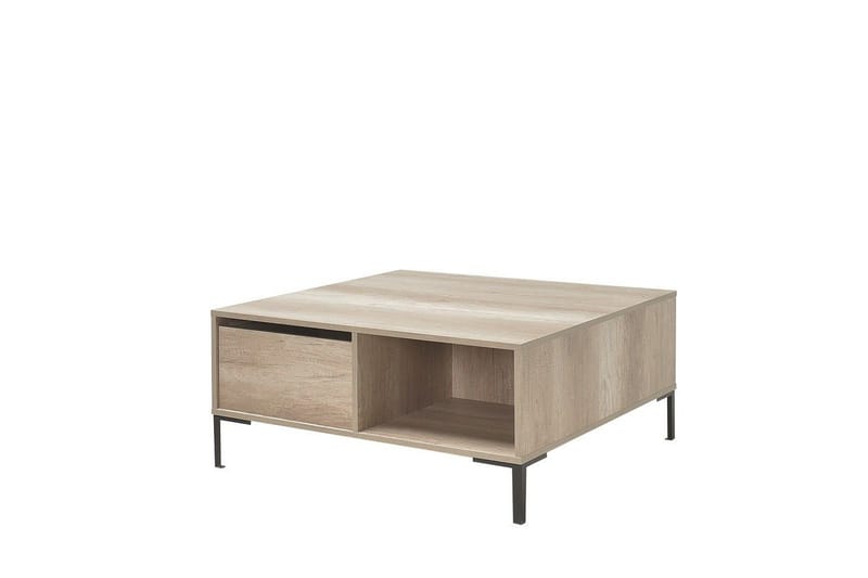 Masao 90 cm neliönmuotoinen sohvapöytä laatikoilla vaaleaa puuta - Beige - Huonekalut - Pöytä & ruokailuryhmä - Sohvapöytä