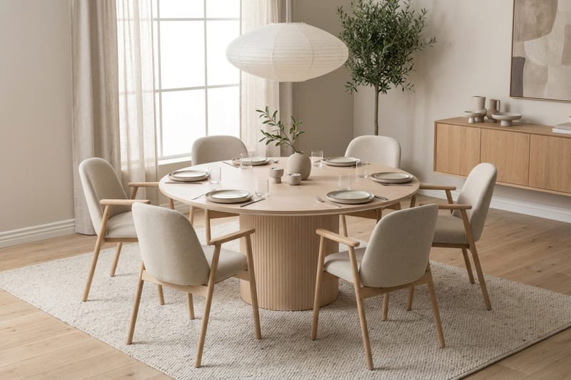 Matgrupp Bark Ljus Ek|Beige - Huonekalut - Pöytä & ruokailuryhmä - Ruokailuryhmä