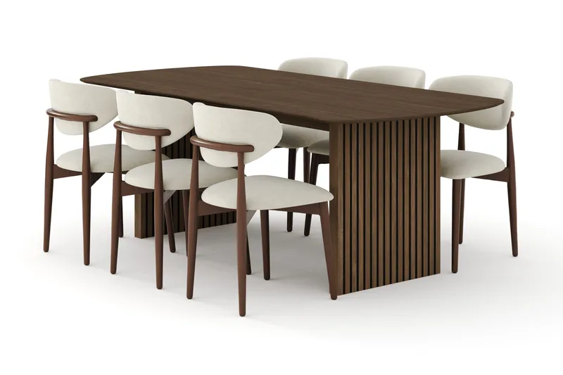 Matgrupp Bark Richeto med Molly stolar Rökt Ek - Huonekalut - Pöytä & ruokailuryhmä - Ruokailuryhmä