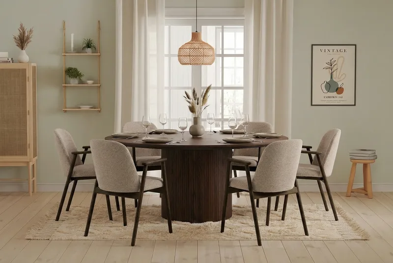 Matgrupp Bark Valnöt|Greige - Huonekalut - Pöytä & ruokailuryhmä - Ruokailuryhmä