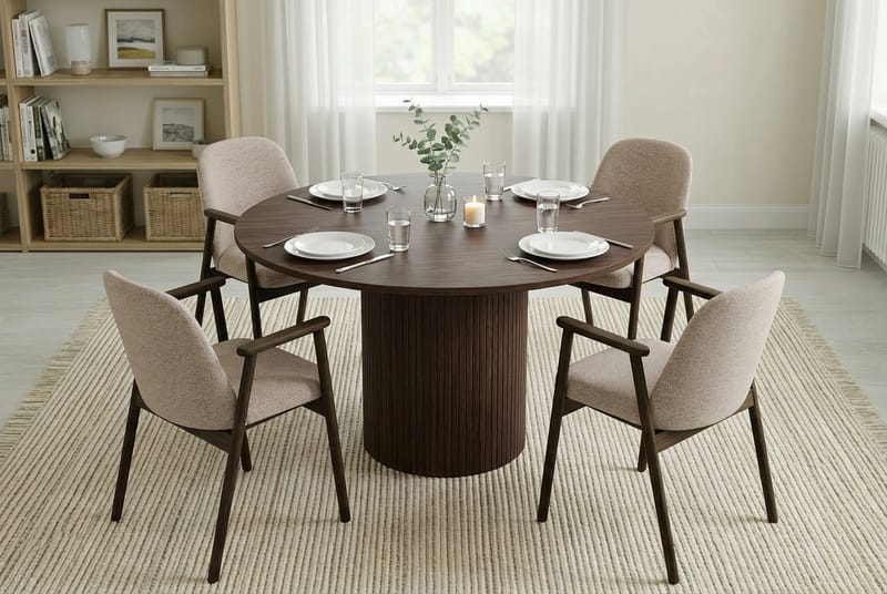 Matgrupp Bark Valnöt|Greige - Huonekalut - Pöytä & ruokailuryhmä - Ruokailuryhmä