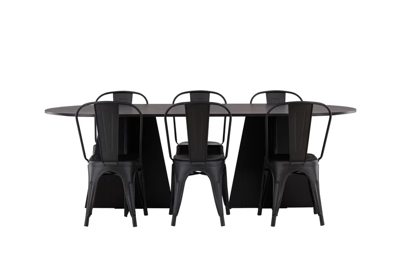 Matopöytä Bootcut 230x115 cm 4 Tempe-tuolilla, Musta