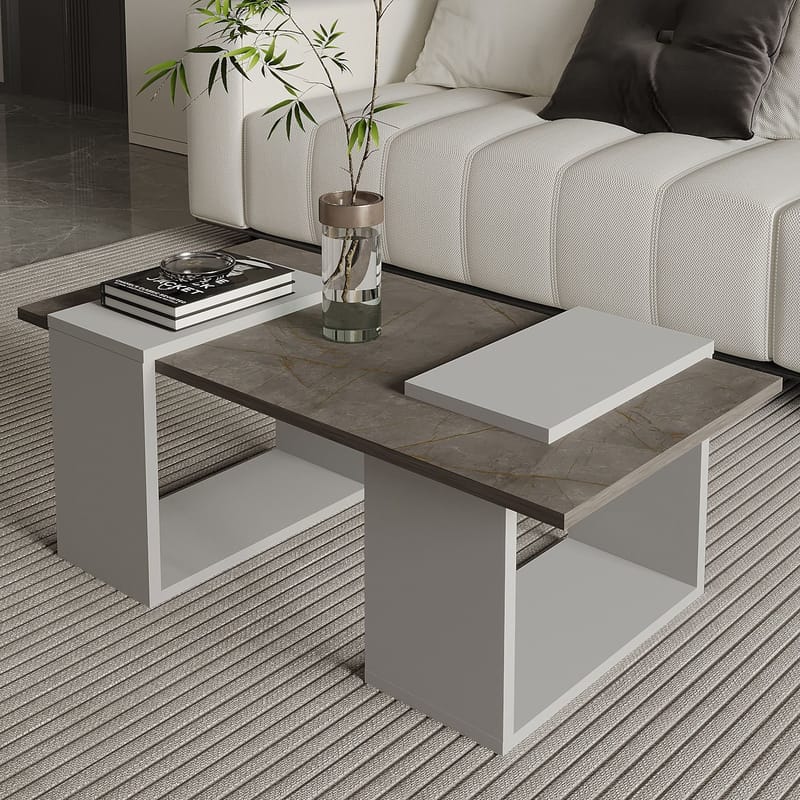 Matris sohvapöytä 90x37x46,6 cm - Gordion Marble ja Grey - Huonekalut - Pöytä & ruokailuryhmä - Sohvapöytä