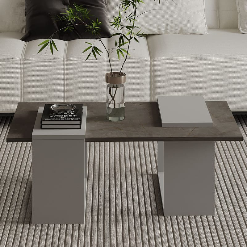 Matris sohvapöytä 90x37x46,6 cm - Gordion Marble ja Grey - Huonekalut - Pöytä & ruokailuryhmä - Sohvapöytä