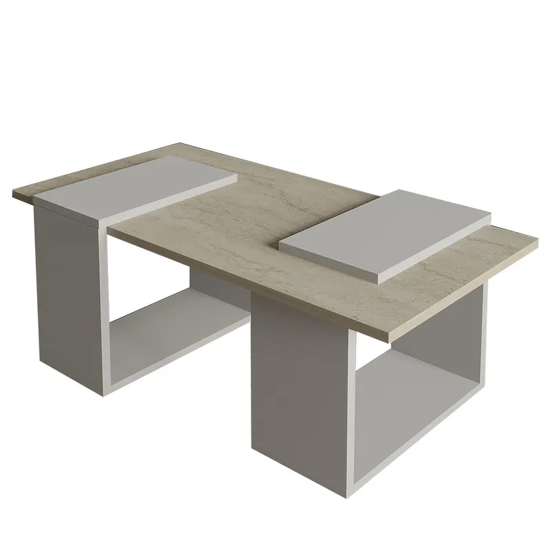 Matris sohvapöytä 90x37x46,6 cm, Harmaa ja travertiini