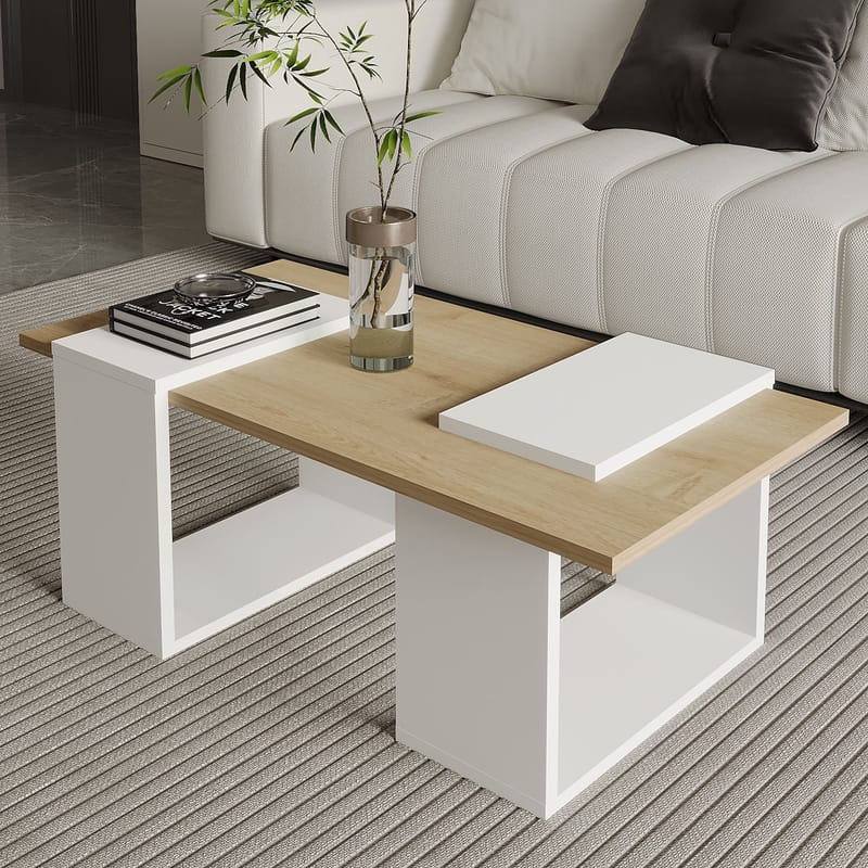 Matris sohvapöytä 90x37x46,6 cm - Valkoinen ja safiiritammi - Huonekalut - Pöytä & ruokailuryhmä - Sohvapöytä