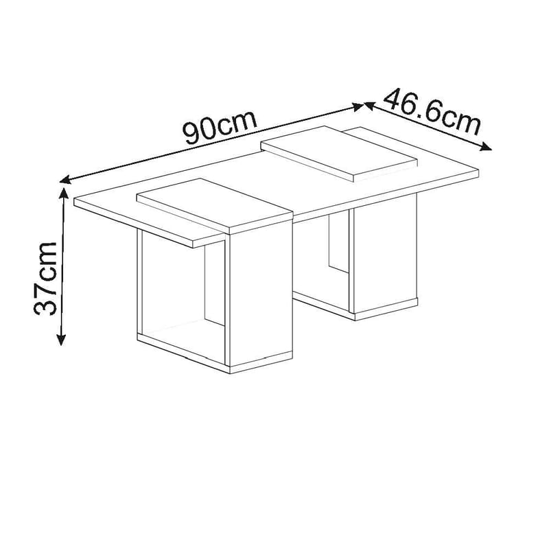Matris sohvapöytä 90x37x46,6 cm - Valkoinen ja safiiritammi - Huonekalut - Pöytä & ruokailuryhmä - Sohvapöytä