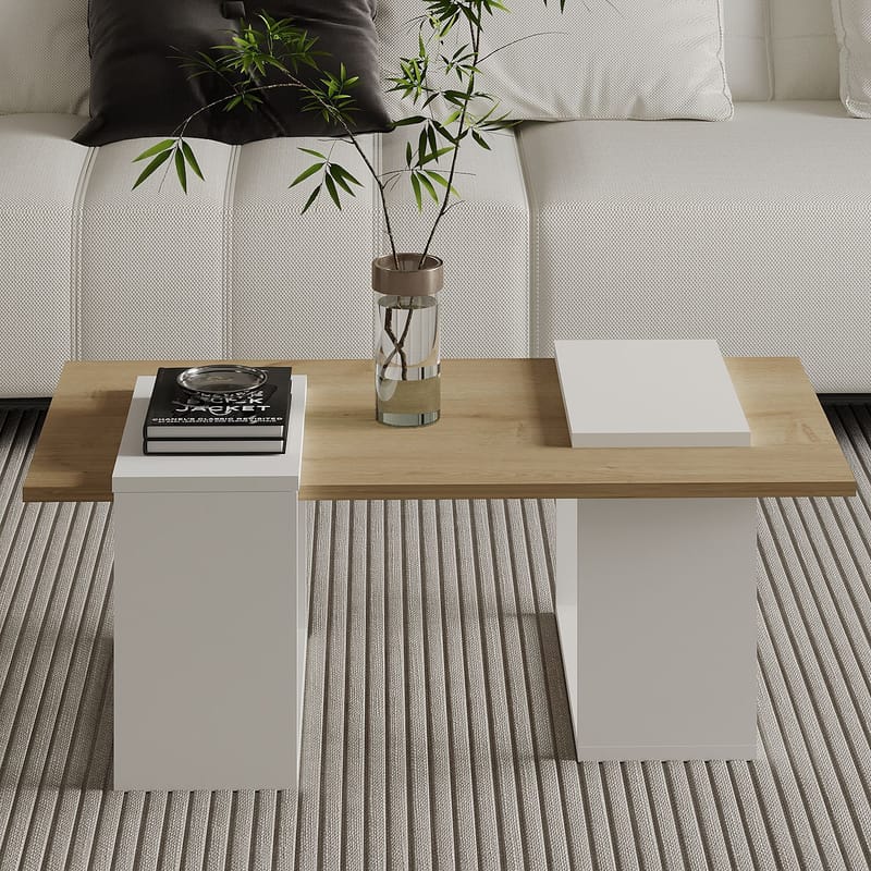 Matris sohvapöytä 90x37x46,6 cm - Valkoinen ja safiiritammi - Huonekalut - Pöytä & ruokailuryhmä - Sohvapöytä