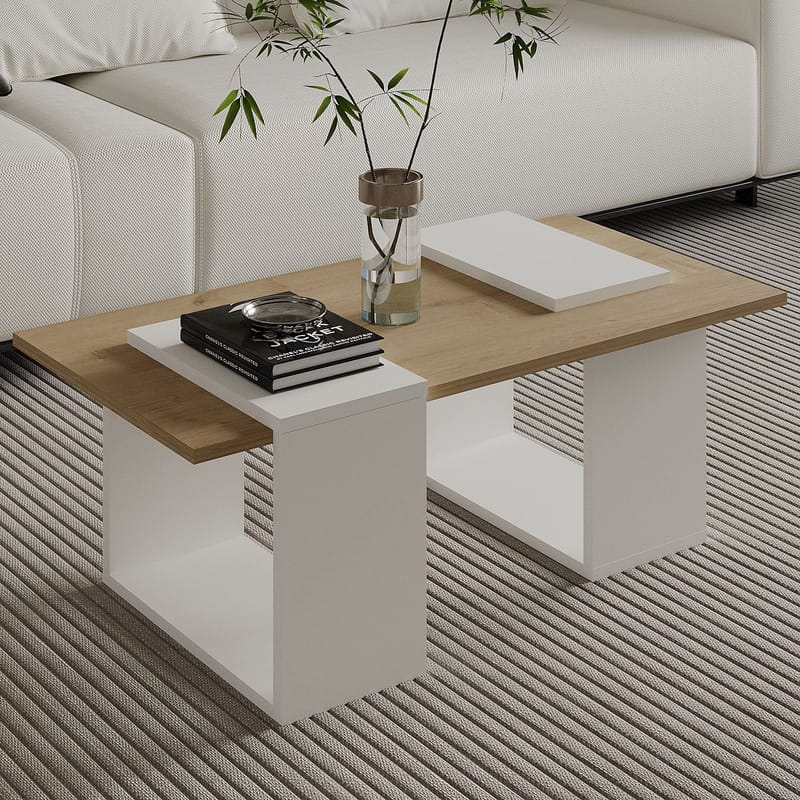 Matris sohvapöytä 90x37x46,6 cm - Valkoinen ja safiiritammi - Huonekalut - Pöytä & ruokailuryhmä - Sohvapöytä