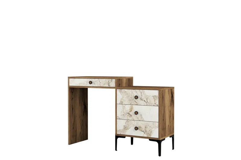 Ameias Meikkipöytä 124x84,7 cm Ruskea/Valkoinen - Hanah Home - Huonekalut - Pöytä & ruokailuryhmä - Meikki- & kampauspöydät