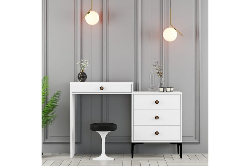 Ameias Meikkipöytä 124x84,7 cm Valkoinen - Hanah Home - Huonekalut - Pöytä & ruokailuryhmä - Meikki- & kampauspöydät